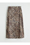 Trendlucky Leopard Patterned Satin Skirt with a Difference - 5