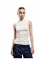 Women's Clothing Basic Slim Fit High Neck Modal Tank Top Beige - 2