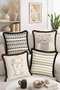 Antique Pillar and Sculpture Illustrated 4-Piece Fringed-Tasseled Throw Pillow Cover Set - 2