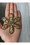 Crystal Stone Flower Applique Iron-On Evening Dress Napkin Edge Accessory Wedding Dress Engagement Material -Gold Size 8 cm - 3