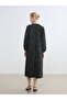 Original Oval Collar Patterned Dress - 5
