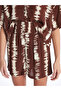 Two Mt Shop Quality Lcw Vision Brown Patterned Women's Shorts with Elastic Waist - 5