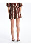 Two Mt Shop Quality Lcw Vision Brown Patterned Women's Shorts with Elastic Waist - 4