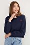 3 Yarn Heart Embroidered Crew Neck Sweatshirt