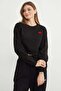 3 Thread Heart Embroidered Crop Sweatshirt - 4