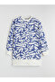 Two Mt Shop Quality Lcw Modest Blue 2 Thread Patterned Standard & Regular Women's Sweatshirt Tunic - 4