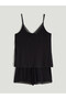 Alita City with a Difference, Lcw Dream Black Flat Strap Women's Shorts Pajama Set - 5