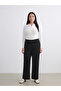 Lcw Everyday Black Textured Women's Trousers with Elastic Waist - 2