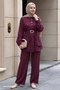 Stoned Buttoned Plum Double Set - 4