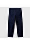 Boy's Navy Blue Buttoned Zippered Slim Fit Trousers - 2