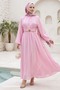 Pink Dress with Brooch Belt Detail - 2