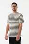 Striped Openwork Crew Neck Knitwear T-Shirt