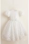Girl's White Lace Stone-Embellished Fluffy Evening Dress |   Graduation - Wedding - Special Occasion Dress |   Toka Gift (5–11 Years)