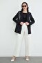 Scarf Detailed Shoulder Padded Blazer Jacket - 3