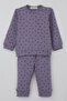Baby Girl Pajama Set with Shoulder Patches and Polka Dot Pattern, 4 Months-1 Year, Lilac - 2