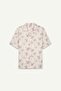 100% Cotton Boxy Fit Apaş Collar Printed Short Sleeve Ecru Shirt I3921Ax26Hs - 4