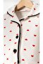 Baby Girl Heart Patterned Red Piping 2-Piece Pajama Set - Black and White - 3