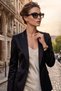Women's uv400 cat eyes black sunglasses wp25-04 c2 green gradient glass - 3