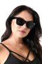 نظارات شمسية نسائية مربعة سوداء UV400 23014 C2 - 4