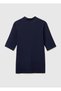 Women's Navy Blue 100% Cotton Half Sleeve Deep V-Neck T-Shirt - 2