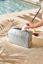2 Pieces Thermal Lined Water Repellent Stain Resistant Gray Jute Linen Makeup Medicine Bag Set 19X13X7/25X15X12.5 - 3