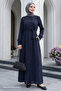 Arm Tip Feather Detail Stoned Ferace - Navy Blue - 2
