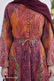 Ethnic Pattern Buttoned Tan Chiffon Dress - 3