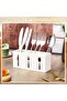 Acrylic Utensil Holder,3 Section,Rectangle,White,3 Divided,Countertop & Cabinet,Flatware Organizer,Kitchen Storage,Multi-Tableware - 4
