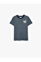 Crew Neck Short Sleeve Printed Cotton Striped T-Shirt - 4