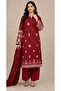 Women’s Mehroon Embroidered 3-Piece Suit - 4