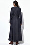 Women's Belted Long Denim Dress 1545 - Navy Blue - 4