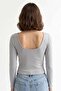 Body-Hugging, Seam-Detailed, Pool-Neck, Stretchy Knitted Bluz - 3