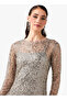 Embellished Sequin Party Dress with Long Sleeves - 8
