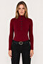 Women's Black Slim Fit Button Detailed High Neck Blouse - 4