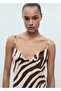 Zebra Patterned Draped Collar Dress - 6