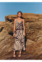 Zebra Patterned Draped Collar Dress - 2