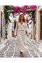 Summer Long Sleeve Tie-Front Double Set with Flounce Detail Skirt, Pareo - 3