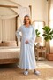 New Season Blue Maternity Summer Full Length Lace Detailed Design Short Sleeve 100% Cotton Dressing Gown Nightgown Set - 3