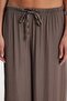 Women's relaxed fit wide leg trousers in light brown with drawstring waist and elasticated hems. - 4