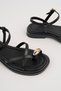 Women's Black Gold Ring Detailed Daily Sandals - 4