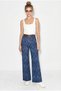 Women's Navy Blue Belted Lycra Shawl Patterned High Waist Wide Leg Trousers 7671 60286220