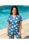 Blue Color Heart Pattern Shirt Collar Buttoned Short Sleeve Seasonal Thin Fabric Women's Pajama Set - 3