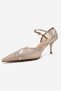 Rachel Beige Satin Stone Detailed Mesh Women's Thin Heeled Evening Dress Shoes - 6