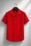 Men's Red Button-Down Short-Sleeve Summer Shirt - Comfortable Fit, Stylish Design