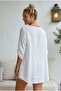 White Round Neck 3/4 Sleeve Double Set Casual Cotton Loose Woven Blouse 80 63 - 3