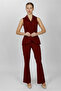 Shawl Collar Patchwork Vest Set 1536506-Burgundy - 1536506 - 8