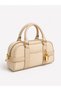 Cream Women's Mini Hand & Shoulder Bag – Canvas Textured, Stylish Lock Detail, Daily and Special Use - 3