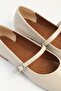 Cream Patent Leather Strapped Ballerina Shoes - 5