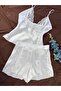 Satin Lace Detailed Strappy Shorts Pajama Nightgown Set - 2