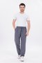 Men's Anthracite Gray Jogger Pants – Elastic Lace-Up 100% Cotton Linen Baggy Comfortable Casual Trousers